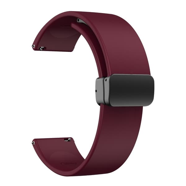 20 mm universal silikonrem med sammenleggbar svart spenne - Vinrød Red