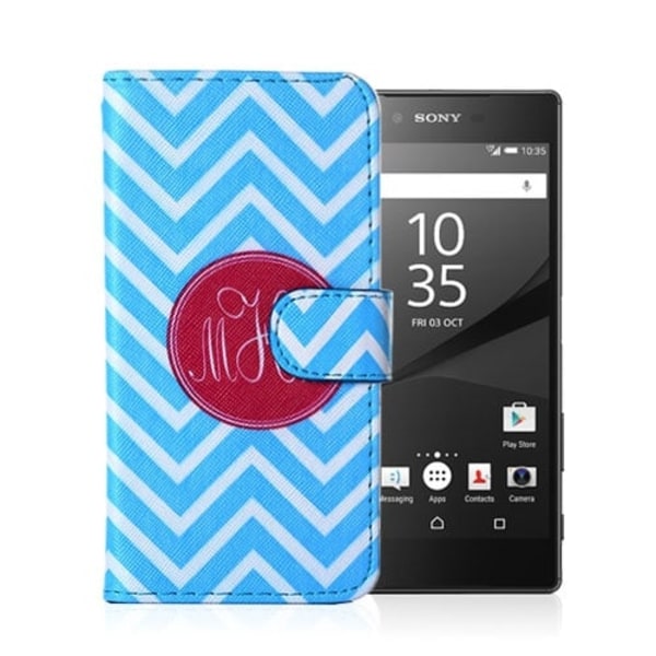 Moberg Sony Xperia Z5 Læder Etui - Blå Chevron Striber Blue