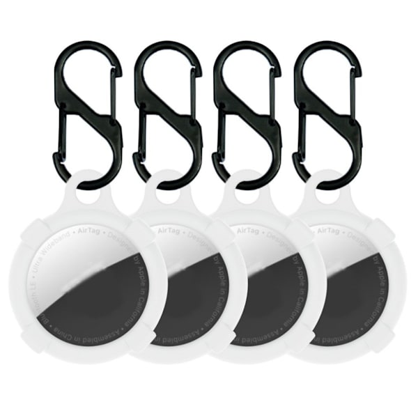 4kpl AirTags silikoni suojus koukulla - Valkoinen White