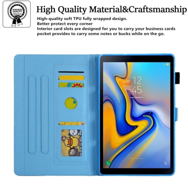 Samsung Galaxy Tab A 10.1 (2019) elegant  læder flip etui - blomster / sommerfugl Blue