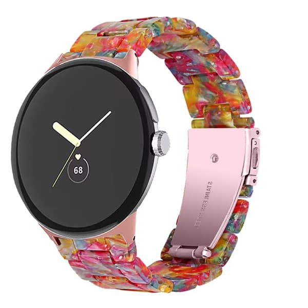 Google Pixel Watch lys klokkerem i harpiksstil - Regnbueblanding Multicolor