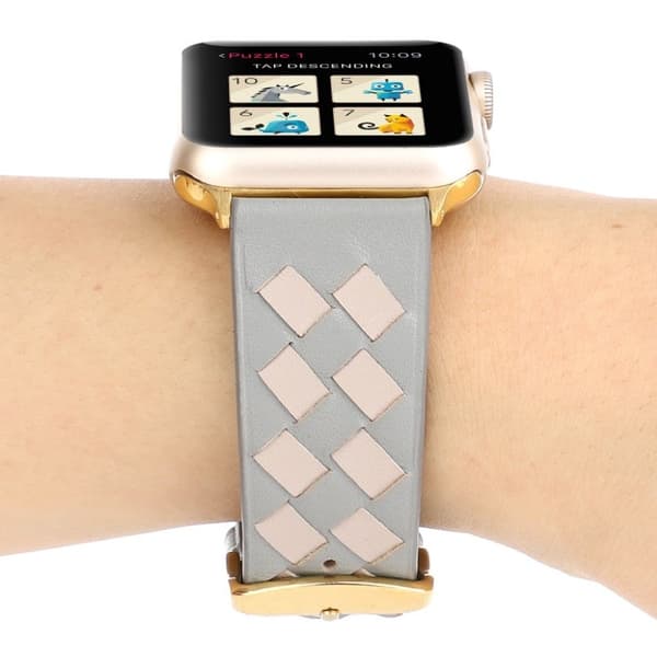 Apple Watch Series 4 40mm vævet ægte læder Urrem - Grå Silver grey