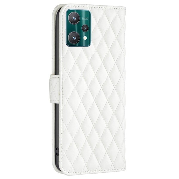 Rombemønster, matt flip-deksel for Realme V25 / Realme 9 Pro - Hvit White