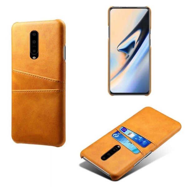 OnePlus 7 Pro läderfodral med dubbla kortplatser - Orange Orange