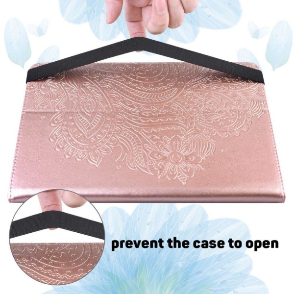 Lenovo Tab M10 FHD Plus flower imprint leather case - Rose Gold Pink