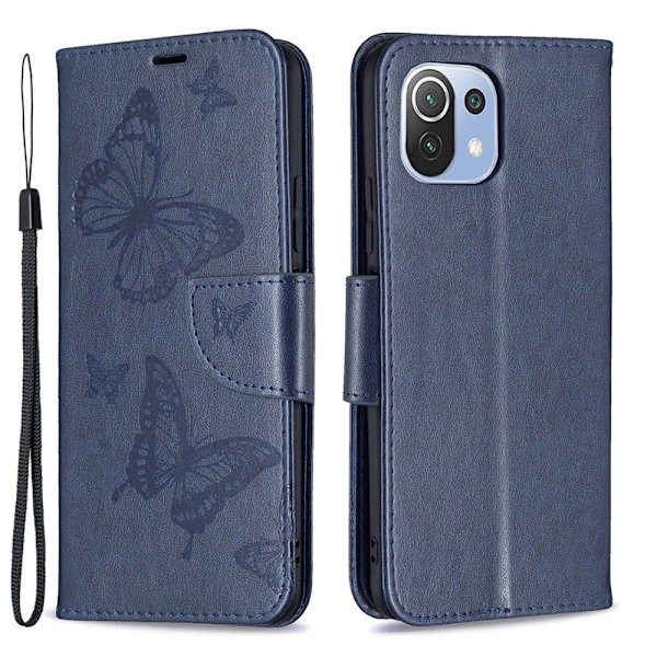 Butterfly läder Xiaomi 11 Lite 5G NE / Xiaomi Mi 11 Lite 5G / Xiaomi Mi 11 Lite fodral - Blå Blå