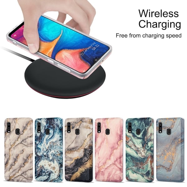 Marble Samsung Galaxy A20 / A30 Suojakotelo - Harmaa Silver grey