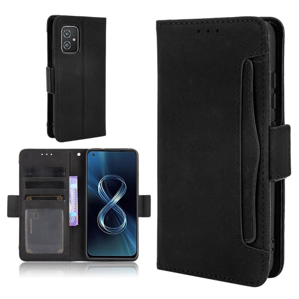 Modern-styled Lær Lommebok Etui til Asus Zenfone 8 - Svart Black