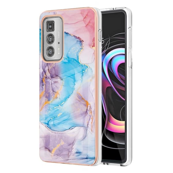 Marble Motorola Edge 20 Pro Etui - Milky Way Marmor Blue Multicolor
