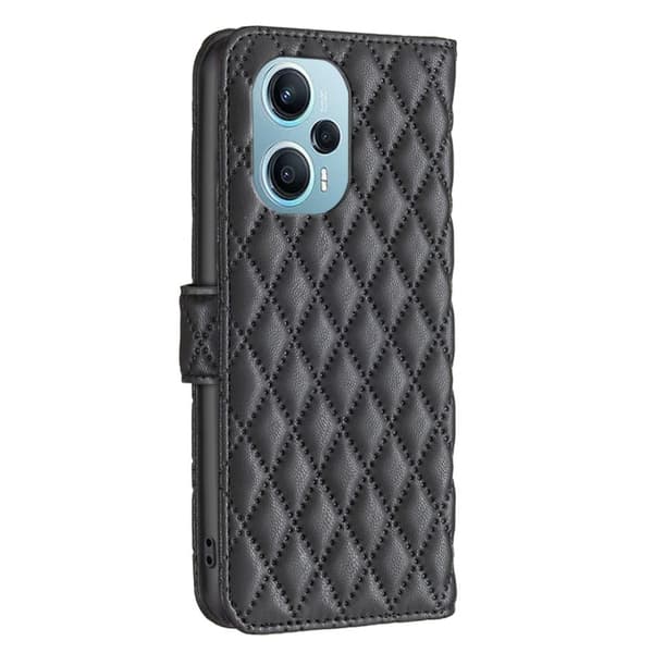 Rhombus mat Xiaomi Poco F5 / Xiaomi Redmi Note 12 Turbo flip etui - Sort Black