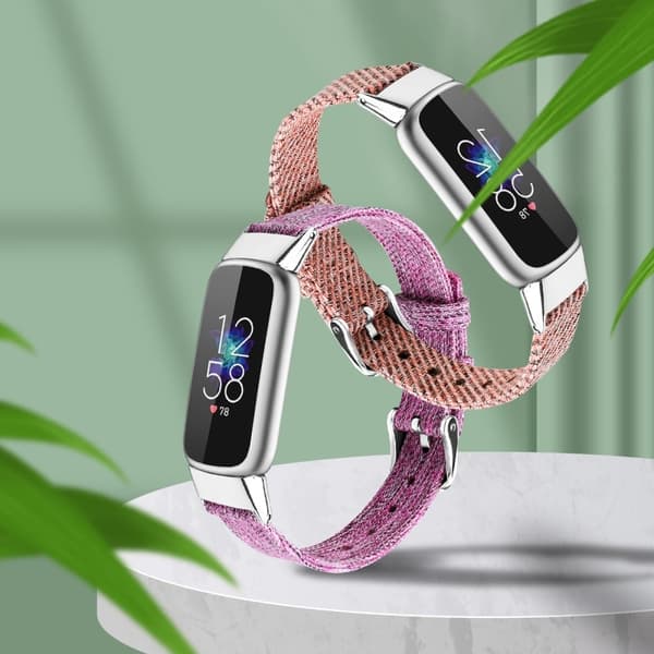 Fitbit Luxe klokkerem i lerretsstil - Rosa / Lilla / Størrelse: L Pink