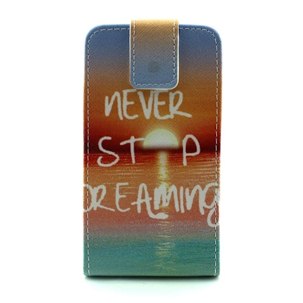 Knausgård Læder Etui Til Samsung Galaxy Ace 4 - Citat Never Stop Dreaming Multicolor