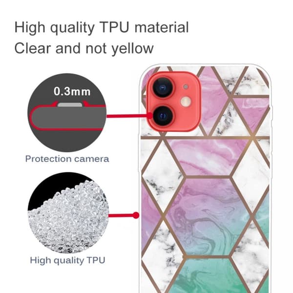 Marble design iPhone 13 Mini cover - Hvid Diamant I Farverig Baggrund Multicolor