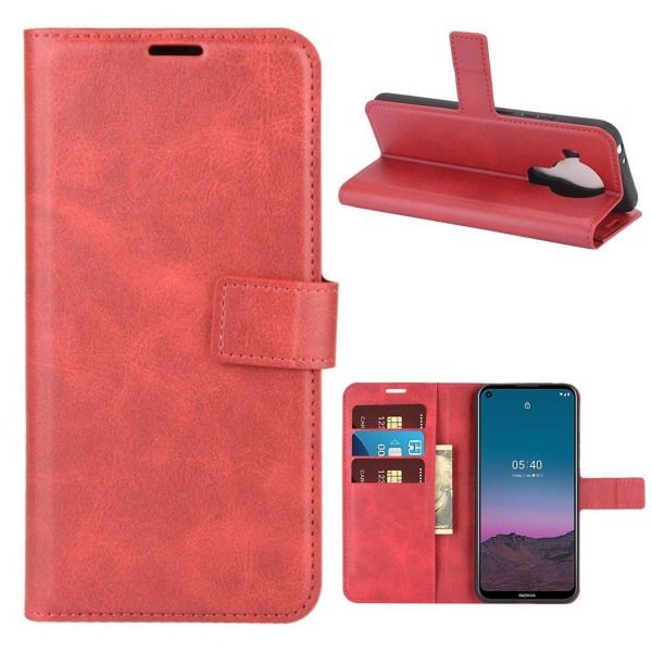Hållbart konstläder Nokia 5.4 fodral med plånbok - Röd Röd