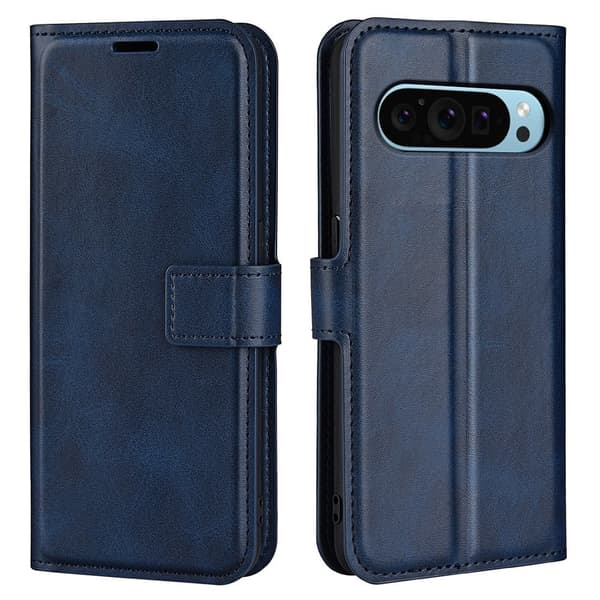 Skinn-etui i lommebok-stil for Google Pixel 9 - Blå Blue
