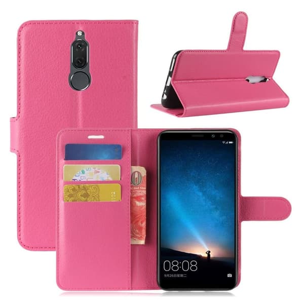 Huawei Mate 10 Lite Etui laget av kunstlær og silikon - Rosa Pink