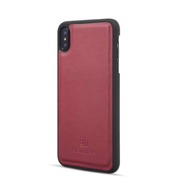 iPhone Xs Max DG.MING mobilfodral av koskinn med löstagbart magn Röd