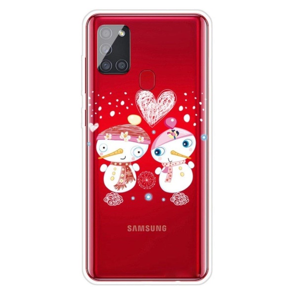 Christmas Samsung Galaxy A21s fodral - Couple snögubbe Vit