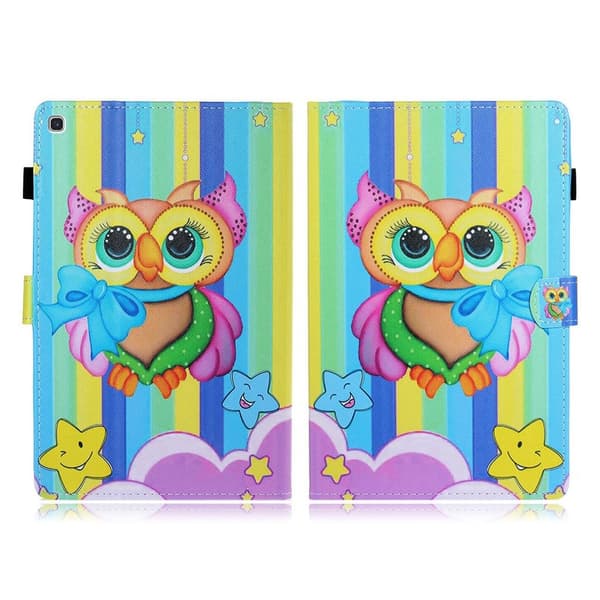 Samsung Galaxy Tab A7 10.4 (2020) cool mønster læder flip etui - farverig ugle Multicolor