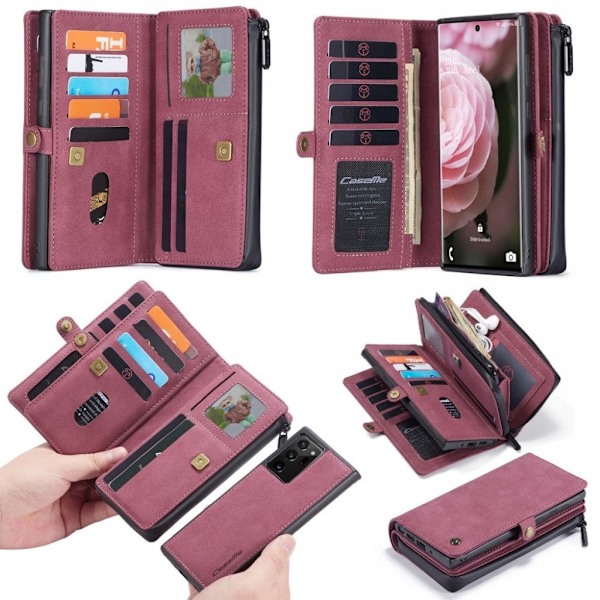 CaseMe Samsung Galaxy Note 20 Ultra 2-in-1 lompakkokotelo - Punainen Red