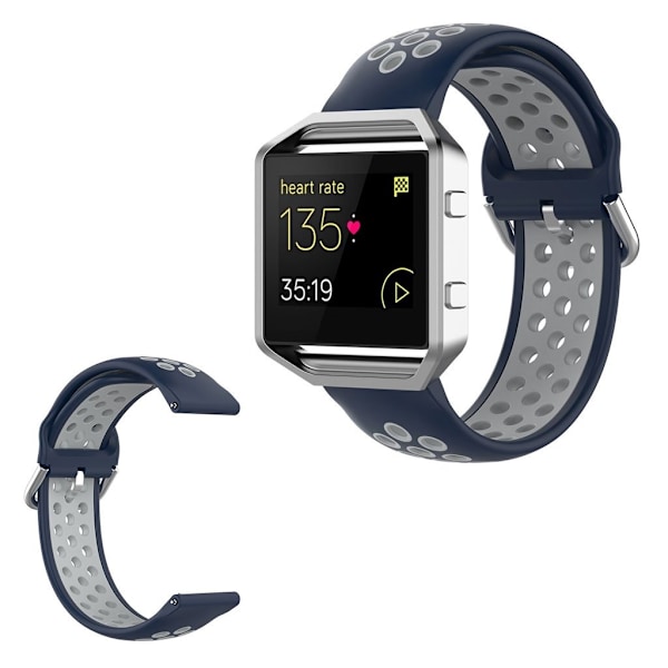 Fitbit Blaze / Versa / Versa Lite / Versa 2 tvåfärgad silikon klockarmband - mörkblå / grå Blå