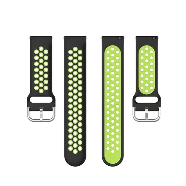 20mm Universal tofarvet silikoneurrem - Sort / Fluorescent Grøn Green