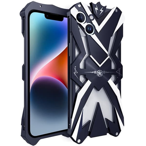 Metaltaske til iPhone 14 Plus, fuldt beskyttende bumper stødsikkert bagcover - Sort Black