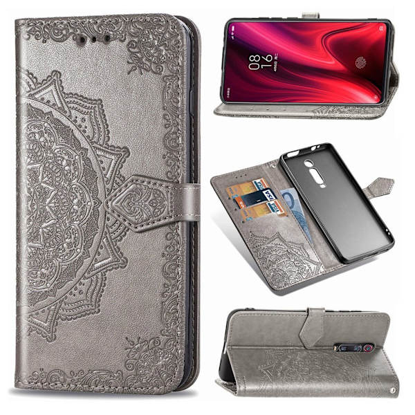 Mandala läder Xiaomi Redmi K20 Pro fodral - Silver/Grå Silvergrå