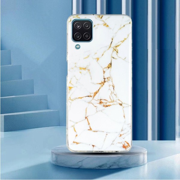 Marble Samsung Galaxy A12 5G Etui - Hvit White