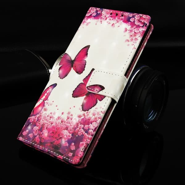 Samsung Galaxy A50 mønstret læderetui - Sommerfugl og Blomst Multicolor