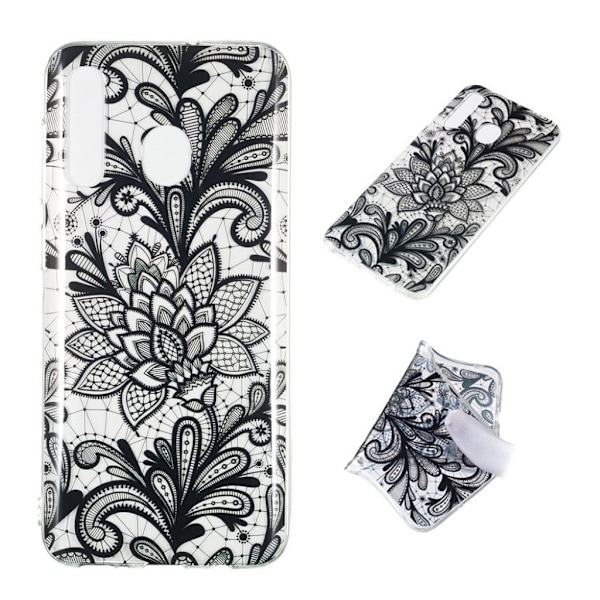 Samsung Galaxy A50 Mönster fodral - Spets Blomma Svart