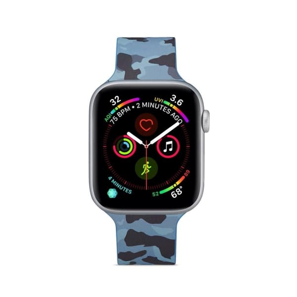Apple Watch Series 5 44mm Mønster silikone urrem - Blå Camouflage Blue
