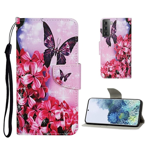 Wonderland Samsung Galaxy S21 Flip Case - Perhonen ja kukka Red