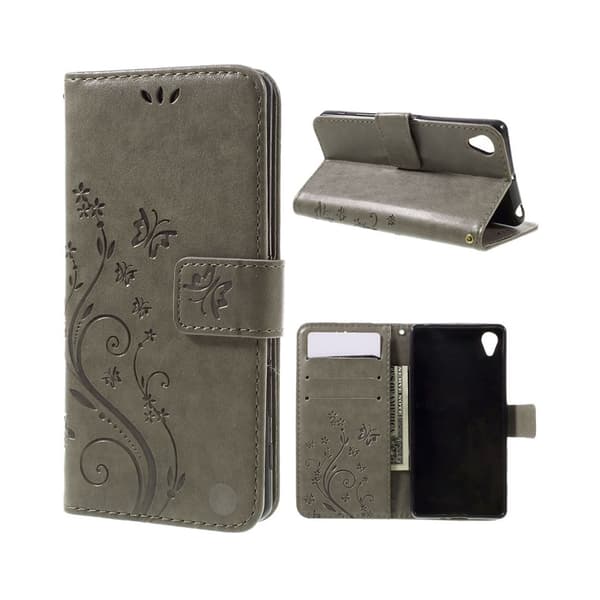 Moberg Sommerfugl lommeboketui for Sony Xperia X - Grå Silver grey