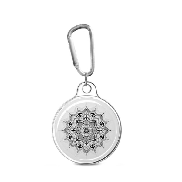 AirTags unique pattern cover with key ring - Black Mandala Black