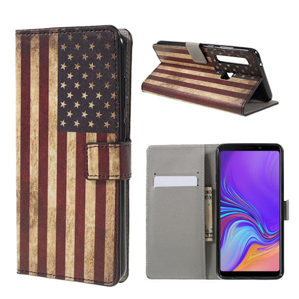 Samsung Galaxy A9 (2018) mobiletui i kunstlæder med mønster - USA flag Multicolor