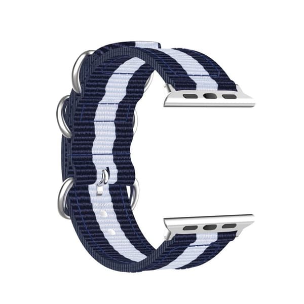 Apple Watch Series 5 40mm stripe mönster nylon klockarmband - blå / vit Blå