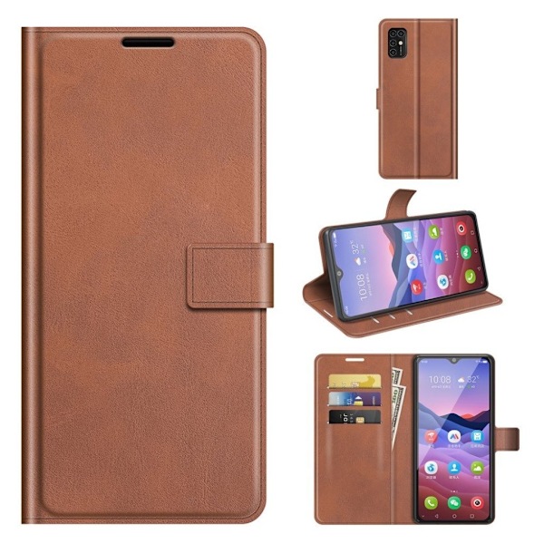 Wallet-style Læder Etui til Zte Blade V2020 Smart - Brun Brown