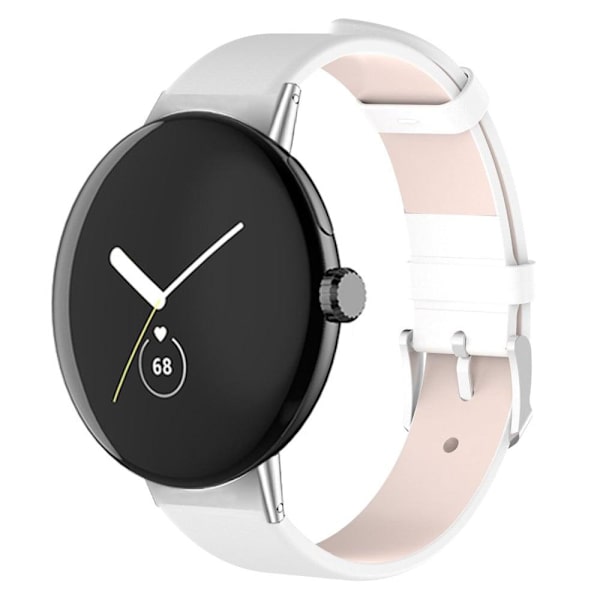 Yksinkertainen nahkaranneke Google Pixel Watch -kelloon - Valkoinen White