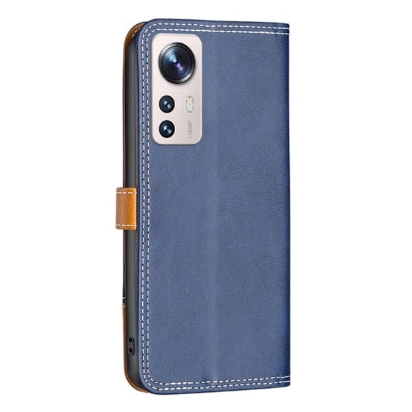 BINFEN tvåfärgat läder Xiaomi 12 Lite fodral - Blå Blå