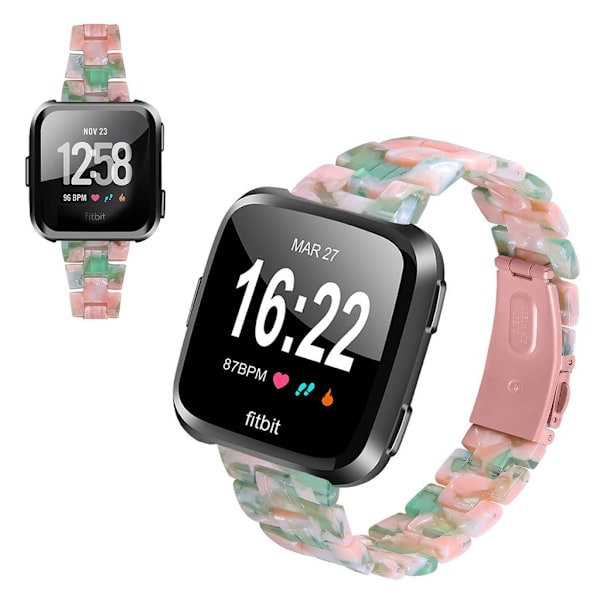Fitbit Versa 2 / Versa Lite harpiksarmbånd - Rosa Grønn Multicolor