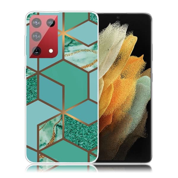 marmor Samsung Galaxy S21 Ultra etui - Teal marmor Tile Green