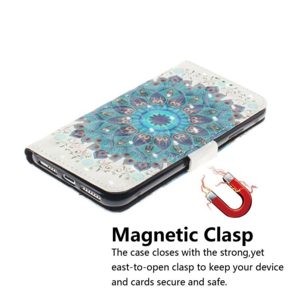 iPhone 9 Plus mobilfodral syntetläder silikon plånbok stående tr Blå