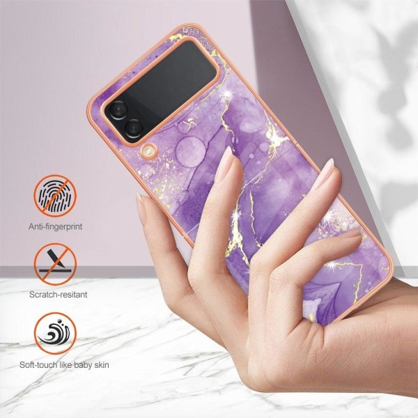 Marble Samsung Galaxy Z Flip4 Etui - Lilla Marmor Purple
