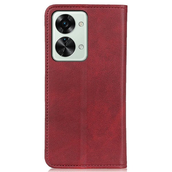 OnePlus Nord 2T flip etui i ægte læder med pung – Rød Red