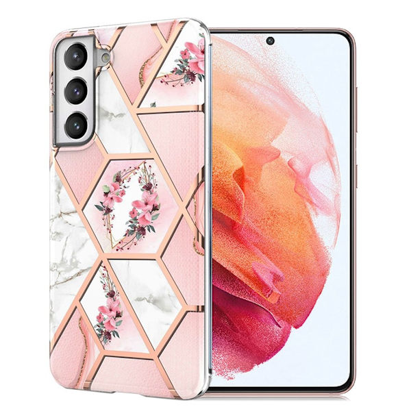 Marmormotiv Samsung Galaxy S21 skal - Rosa Marmor / Blomma multifärg