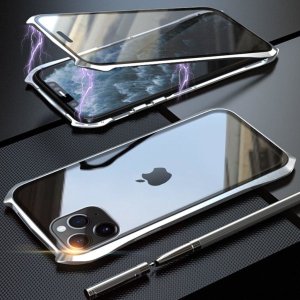 Luphie Bat iPhone 11 Pro Max Alu-stötfångare + glas - Silver Silvergrå