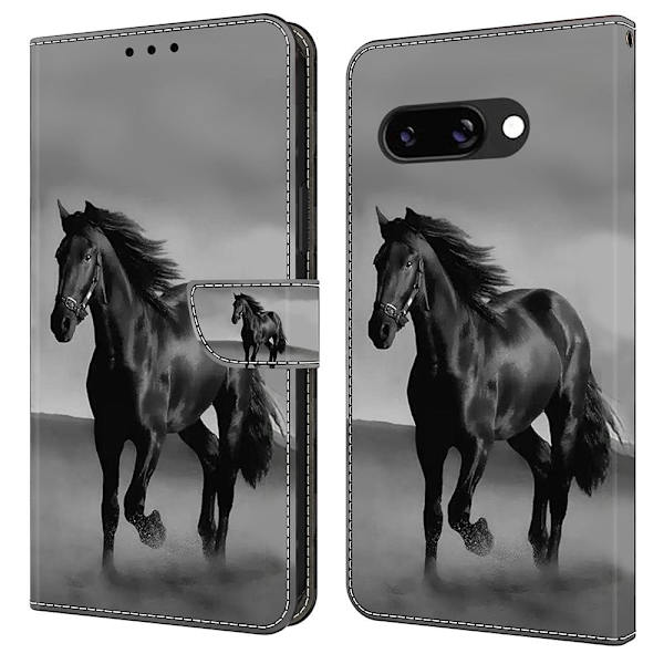 Wonderland Google Pixel 9a flip etui - Sort Hest Black