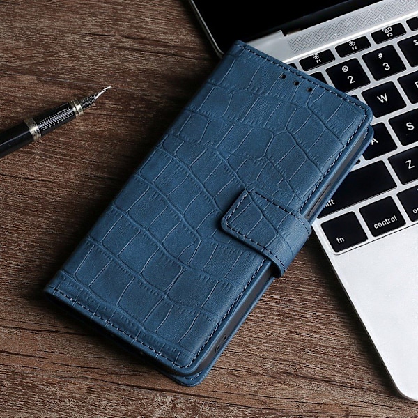 Krokotiilin Nahkainen Läppäkotelo For Samsung Galaxy S21 Plus - Sininen Blue