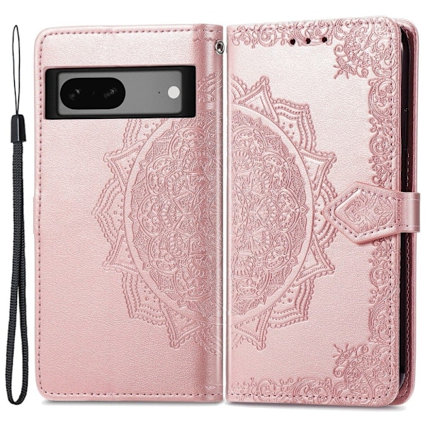 Mandala Google Pixel 7a Flip Fodral - Roséguld Rosa